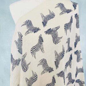 🦓 Blue Zebra Cotton Scarf –Wild print • Soft cotton • Easy care